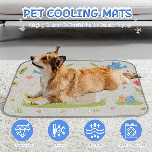 imiBBWQu Summer 27" 22" Cooling Mat for Dogs Easter Bunny Dog Cooling Mat Washable Cat Self-Cooling Pad Self-Cooling