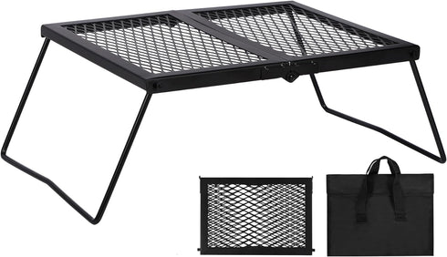 REDCAMP Heavy Duty Folding Campfire Grill Steel Grate, Portable Cooking Rack Over Fire Pit with Carry Bag