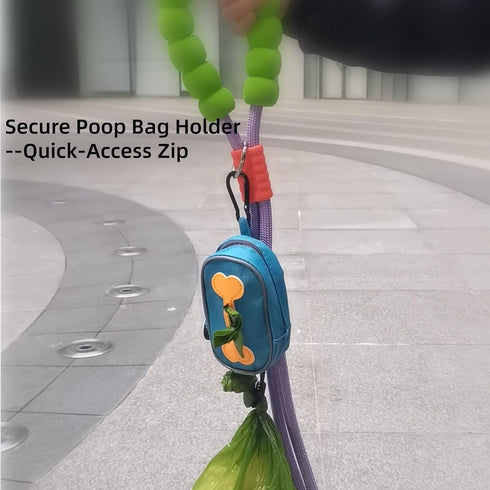 Poop Bag Holders for Leashes,Elastic Cord Dispenser Pouch and Zipper,Carabiner,Lightweight Waterproof Fabric,Doggie