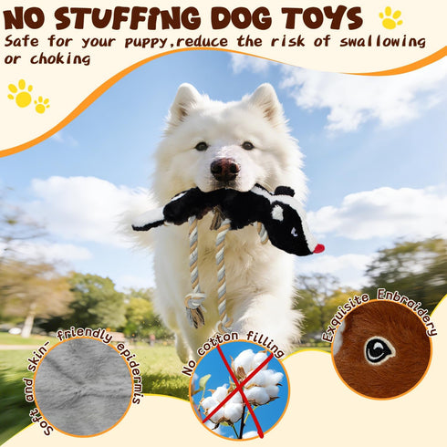 MAOOOOB 5-Pack Dog Squeaky Toys, No Stuffing Dog Toys, Crinkle Plush Dog Toys to Keep Them Busy, Rope Dog Toys for Tug