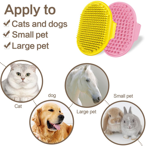 Aoche 4Pack Pet Grooming Brush Kit, Dog Bath Brush, Flea Comb, Soothing Massage Rubber Comb, Cat Tear Stain Comb