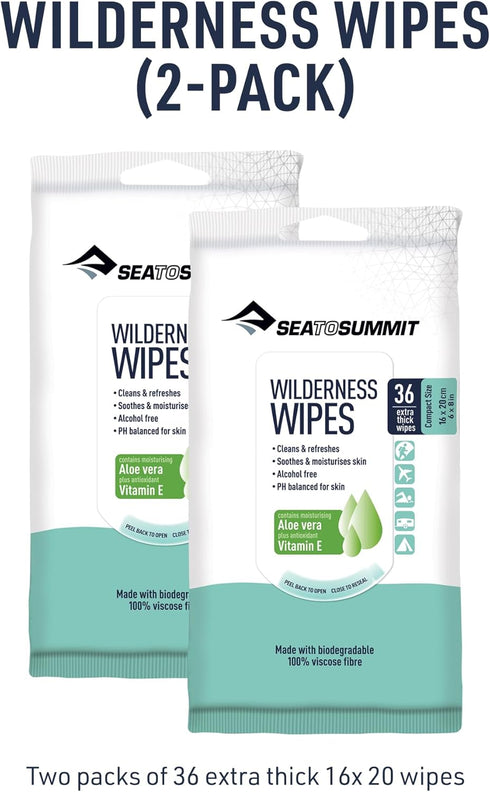 Summit Sea to Wilderness Wipes Rinse-Free Shower Wipes