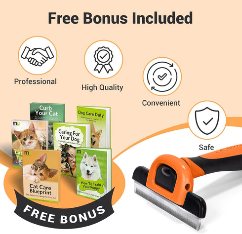 MIU COLOR Pet Grooming Brush - Deshedding Tool for Dogs & Cats, Reduces Shedding by up to 95%, Orange