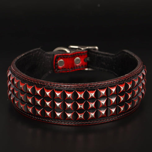 PET ARTIST Soft Leather Dog Collar for Large Dogs - Luxury Genuine Leather with Rivet Studded, 2 inch Wide (Fit 18-23")