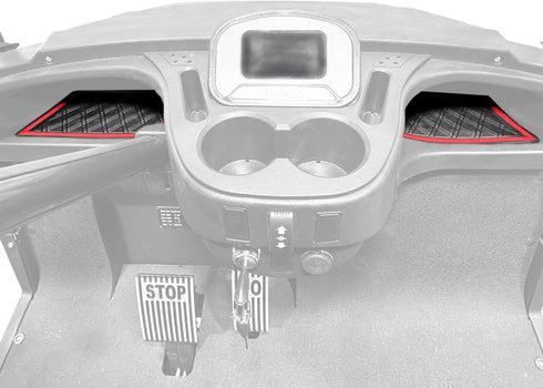 Xtreme Mats Golf Cart Cubby Inserts and Dash Mats Compatible with ICON/Advanced EV - RED Trim for Surface Protection