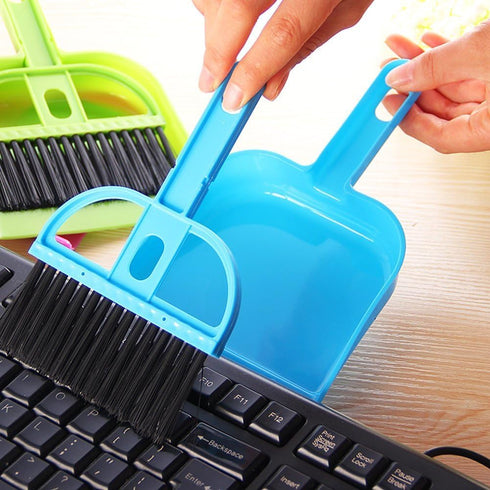 Pet Cage Broom Brush Dustpan Set - Small Cat Litter Sweeper for Pet Cage Clean, Blue