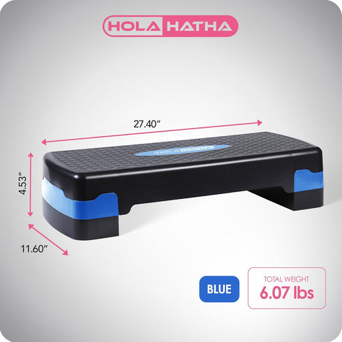 HolaHatha Compact Portable Aerobic Step Platform, Adjustable Height Cardio Stepper for Home Gym Fitness Equipment