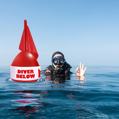 Oudain 2 Pcs Diver Below Floater with Inflatable Dive Flag, High Visibility Diving Safety Gear