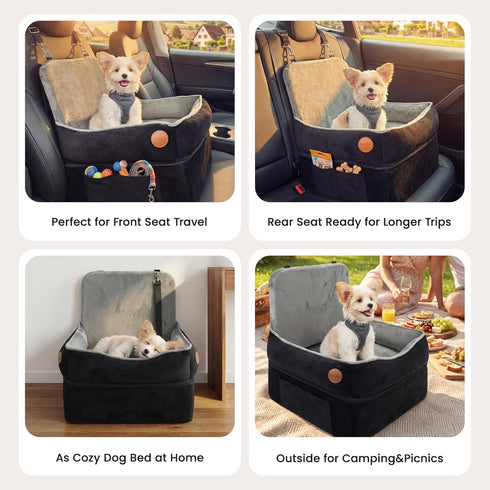 Amztrip Elevated Dog Cat Car Safety Seat - Waterproof,Black