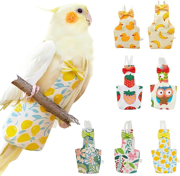 QBLEEV Bird Diapers, Reusable Cockatiel Flight Suit with Adjustable Straps, Parrot Pigeon