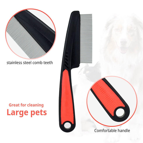 Multifunction Stainless-Steel Fine-Tooth Grooming Comb for Dog Cat - Pet Steel Combs Dandruff Comb Tool