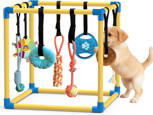 Puppy Play Gym with 8 Hanging Toys Indoor Play Gym Interactive Dog