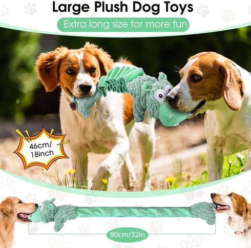 Large Interactive Squeaky Dog Toys - Tough Plush Tug-of-War Toy, Cute Chewable Plaything for Small, Medium & Large Dogs