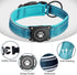 Airtag Dog Collar with Waterproof Holder, Adjustable Soft Padded Nylon for Small Medium Large Dogs, Blue, M