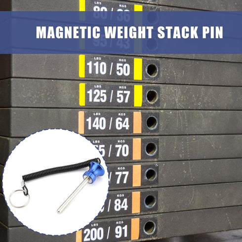 Magnetic Weight Stack Pin, 0.31 Inch Diameter Weight Loading Pin with Pull Rope for Gym Dropset Weight Machine