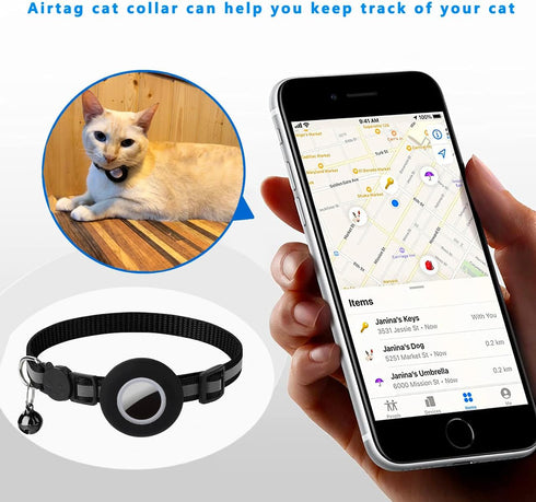 Hepplly Tracker-Ready Breakaway Cat Collar (No Tracker Included) - Detachable GPS Holder + Safety Bell - Adjustable