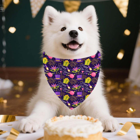 4 Pack Set Holiday Dog Bandanas, Adjustable Halloween Thanksgiving Christmas New Year Holiday Party Pet Decorations