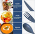 Reusable Utensil Set with Case, 2 Sets Large Portable Plastic Spoons, Forks, and Knives for Kids and Adults (Blue,