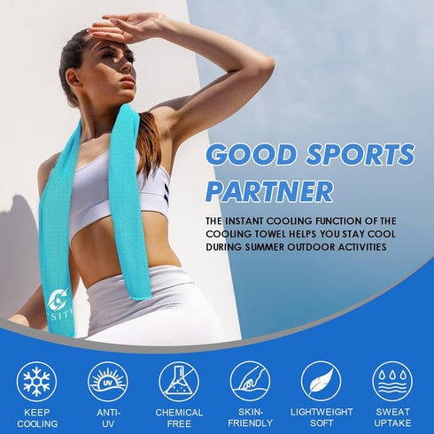 20 Pack (47"x12") CSITE Cooling Towels for Neck and Face, Ice Towel for Hot Weather, Soft Breathable Chilly Gym Towels
