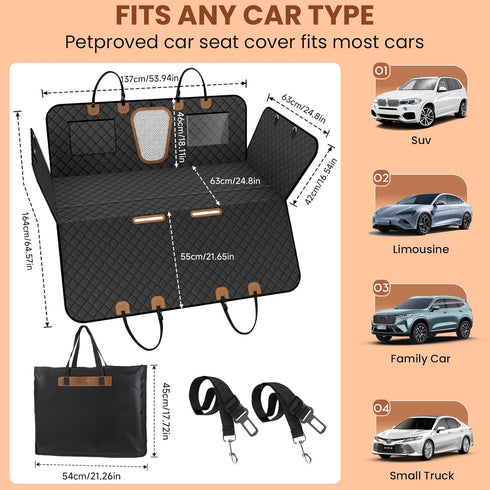 400lbs, Hammock A-Pce Dog Car Seat Cover for Back Seat, Hard Bottom Back Seat Extender for Dogs, Back Seat Pet Cover