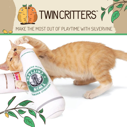 KittiBuzz 2-Pack Organic Silvervine Catnip Substitute Toys for Cats & Kittens, 100% All-Natural, 2 Refillable Cup