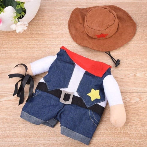 Halloween Costume for Cat and Small Dog, Funny Cowboy Hat Suit, Size L
