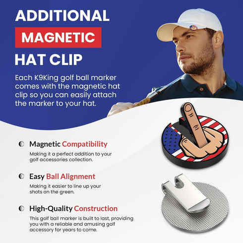 Ultimate Middle Finger Golf Ball Marker with Magnetic Hat Clip, Funny Golf Accessories for Golf Lovers