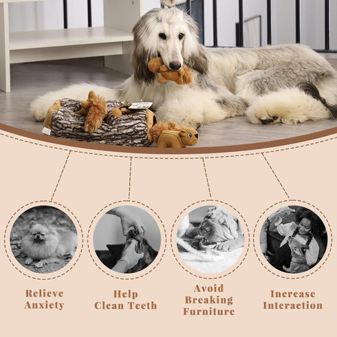 Laifug Hidden Squirrel Plush Dog Toy Interactive Squeaky Dog Toy Hide and Seek, XL