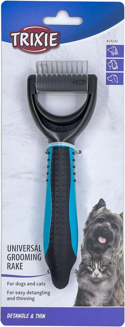 TRIXIE Pet Universal Grooming Rake, 2.5" x 7" for Cats and Dogs, Detangle and Thin