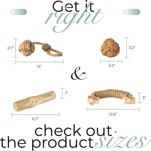 Eco-Friendly Coffee Wood Dog Chew Toy Pack - 4 Sustainable Dental Chew Toys