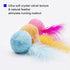 Furry Rattle Ball Cat Toy with Feather and Catnip, Interactive Pom Pom Balls for Cats, 2 Inch, 6 Pack