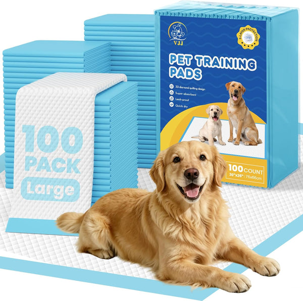 VJJ Puppy Pads 100 Count 30"x26", Great Value Potty Pads for Dogs