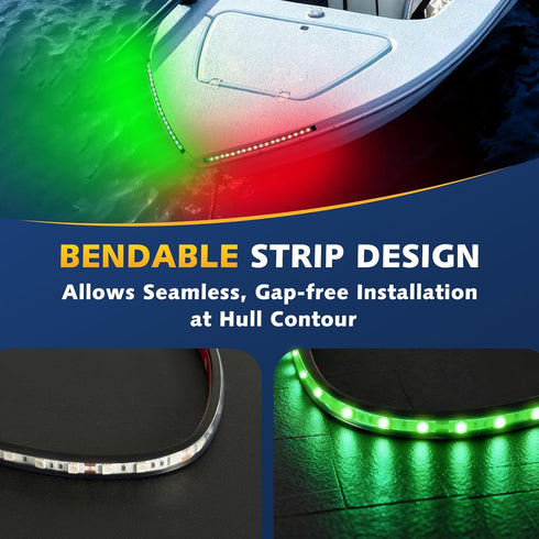 Boat Navigation Lights LED, Red and Green Boat Lights LED Waterproof, Marine Navigation Bow Light for Night Fishing