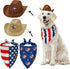 Vehomy 4th of July Pet Dog Costume - Cowboy Hats with Star Décor and American Flag Bandanas for Dogs Cats (4Pcs)