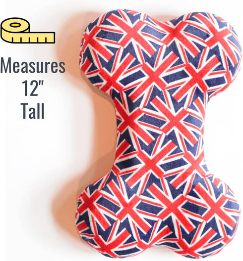 Pet London Union Jack British Flag Squeaker Bone Dog Toy, Full Size Squeaky Insert, UK Design