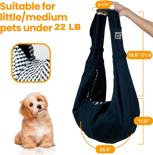 Abrasfba Pet Dog Sling Carrier, Reversible Soft Cat Carrier for Small Dogs, Adjustable Strap, Hands-Free Blue Puppy
