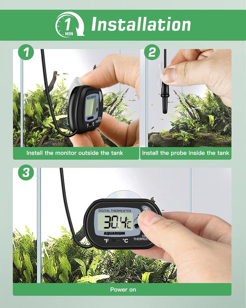 ZACRO 2 Pack Digital Aquarium Thermometer, Fish Tank Water Thermometer with Large LCD Display