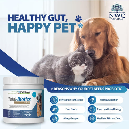 NWC Naturals Total-Biotics, Cat & Dog Probiotics for Digestive Health, 365 Servings, 8 Ounces
