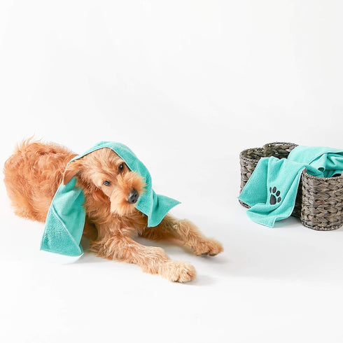 Bone Dry Pet Grooming Microfiber Towel Drying Collection, 15x30, Aqua for Quick Drying.