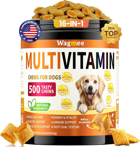 Dog Vitamins- 16-in-1 Dog Vitamins and Supplements, 500 Ct Multivitamin Supports Daily