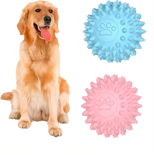 2 Pcs Spiky Dog Ball | Indestructible Fetch Toy for Aggressive Chewers, No Squeak Rubber Balls