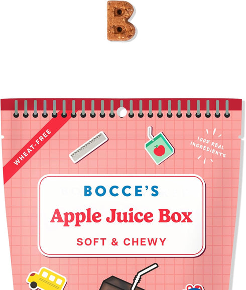 Bocce's Bakery Apple Juice Box Treats for Dogs, Wheat-Free, All-Natural Soft & Chewy Cookies, 6 oz