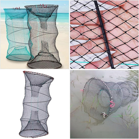 30cm Beaupretty Foldable Crawfish Trap Shrimp and Crab Fishing Net Diameter with Spring Frame for Outdoor Minnow