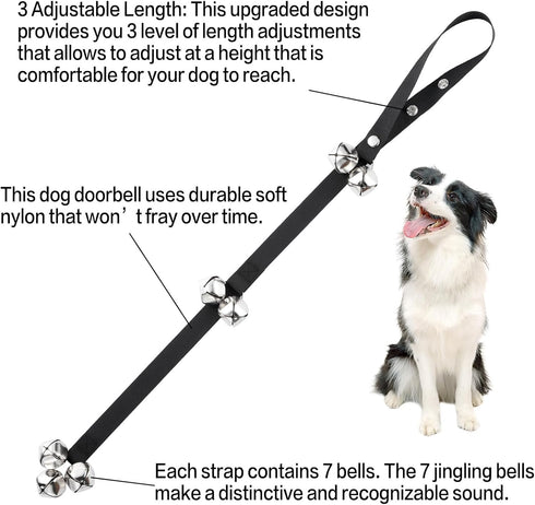 2 Pack Dog Doorbells, Dog Training Bells for Go Outside Potty Training Bell Communication Device, Adjustable Strap Door Bell, Dog Bells Puppy Training Bell with Free Whistle