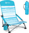 VILLEY Low Beach Chair, High Back Folding Chair for Adults, Lightweight and