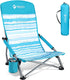 VILLEY Low Beach Chair, High Back Folding Chair for Adults, Lightweight and