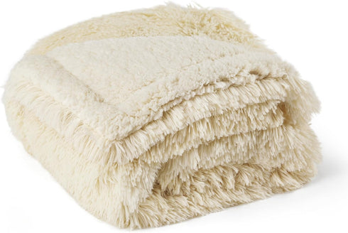 Bedsure Waterproof Dog Blankets for Medium Dogs, Calming Cat Blanket, Washable Faux Fur Throw Blanket (30"x40", Cream)