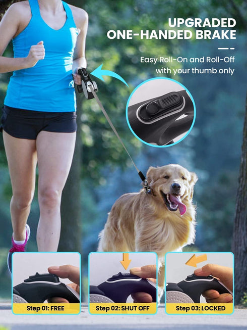 Best Dog Supplies 4-in-1 Anti Pull Retractable Dog Leash 26ft with Flashlight and Poop Bag Dispenser for Medium Large