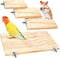 BILLIOTEAM 4-Size Bird Platforms with Wood Perches and Stand Boards - Habitat Cage