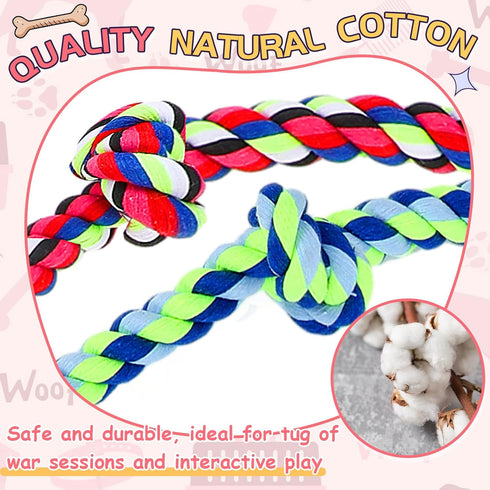Dog Rope Toys for Extra Large Dogs, 2 Pack 6 Feet 5 Knot Tug of War Dog Toy for Large Aggressive Chewers Heavy Duty Cotton Teeth Cleaning Indestructible Puppy Chew Toys